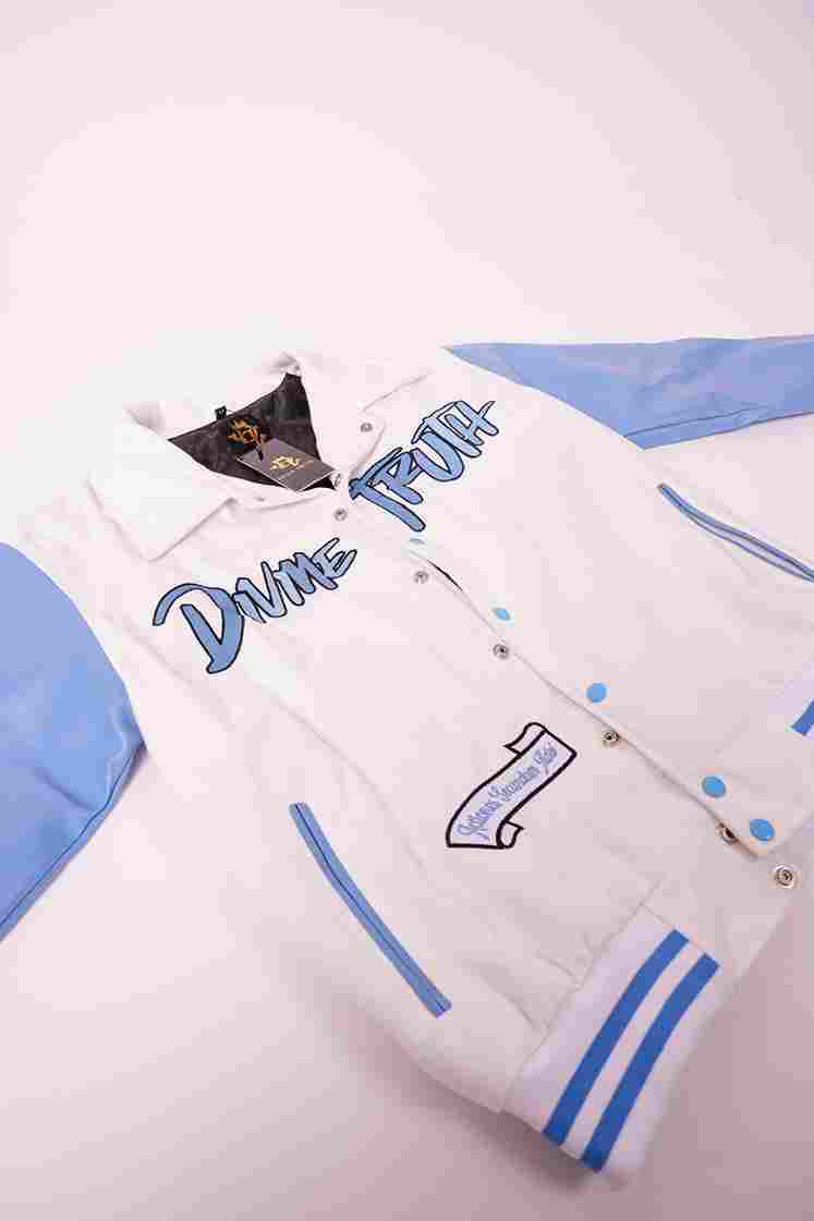 DIVINE TRUTH VARSITY JACKET WHITE