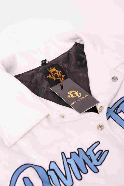 DIVINE TRUTH VARSITY JACKET WHITE