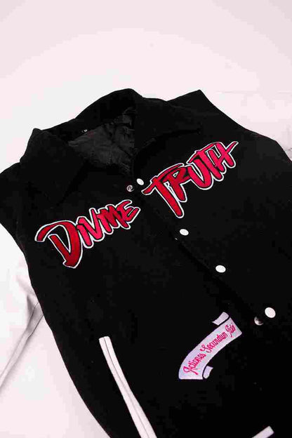 DIVINE TRUTH VARSITY JACKET BLACK