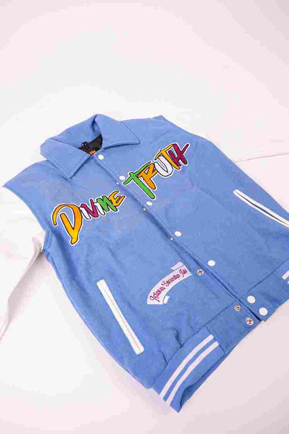 DIVINE TRUTH VARSITY JACKET TEAL