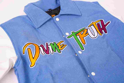 DIVINE TRUTH VARSITY JACKET TEAL